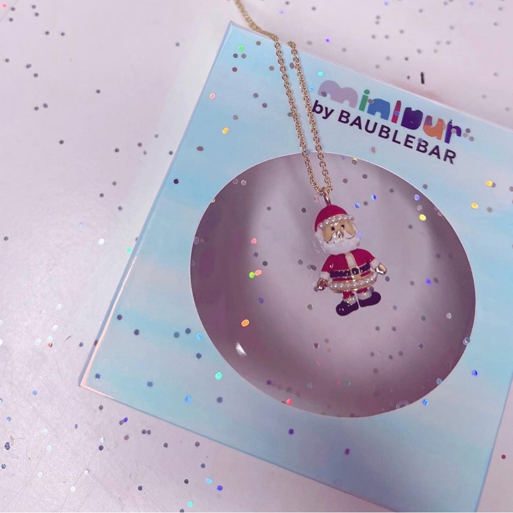 NWT BaubleBar Ho Ho Ho Kids' Necklace - in glitter box!